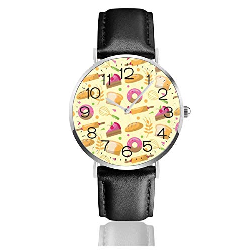 Relojes para Hombre, Reloj de Cuero de PU Simple Reloj de Pulsera para Hombre Relojes Casuales, Reloj de Negocios - Elemento de panadería