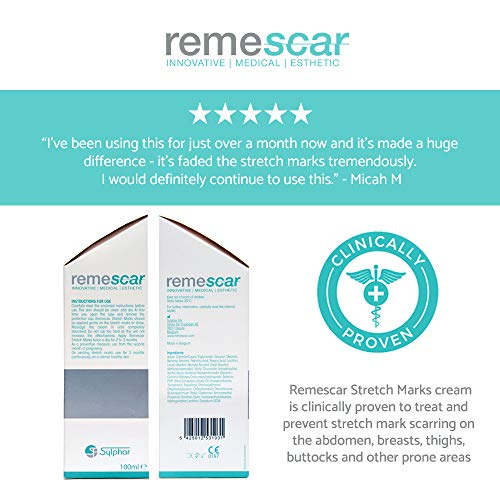 Remescar - Tratamiento de las estrías - Crema para las estrías - Prevención y reducción de las estrías clínicamente probada, para los muslos, las mamas y otras zonas - Crema para las estrías del embarazo