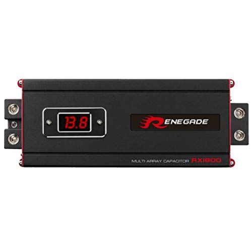 RENEGADE RX1800 Power Cap Capacitor 18 faradios para Sistemas de hasta 18000 vatios rms 1 2 3 4 5 10 para Coche Condensador spl Negro, 1 Pieza