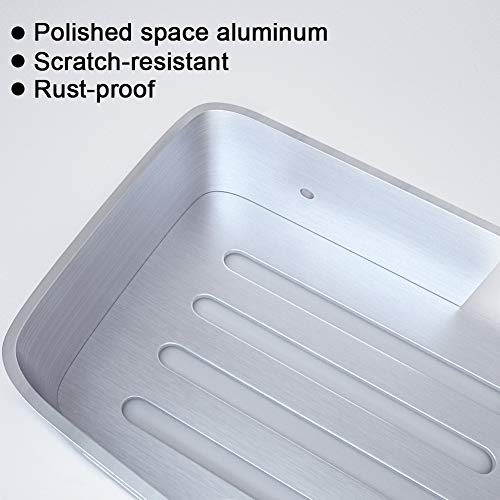 RenFox Estantes Ducha, Estanteria Baño Sin Taladro, Organizador Estante Baño Aluminio, Cesta para Ducha, Estanteria Ducha Montado en la Pared para Baño Cocina, Adhesivo, Acabado Mate, Rectangular