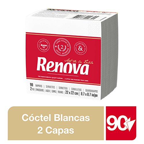 Renova Servilletas de papel Art de la Table Blanca Cocktail - 90 servilletas