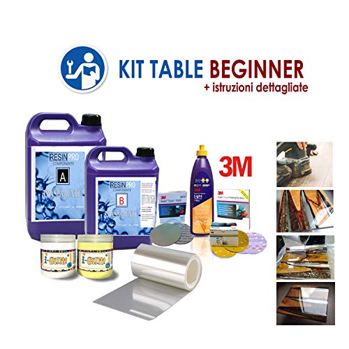 Resin Pro – Kit Beginner completo de mesas de madera y resina epoxi transparente no tóxica – Epoxytable, creación artística para principiantes, set para mesa, bricolaje, 8 kg