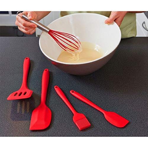 Resistente al calor de silicona Espátulas Set - Espátula for utensilios de cocina Conjunto Kitchenaid for cocinar, hornear y mezclar (Color : Red, Size : 6PCS)