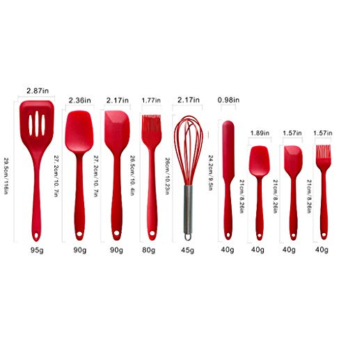 Resistente al calor de silicona Espátulas Set - Espátula for utensilios de cocina Conjunto Kitchenaid for cocinar, hornear y mezclar (Color : Red, Size : 6PCS)