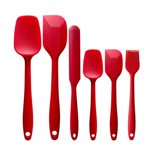 Resistente al calor de silicona Espátulas Set - Espátula for utensilios de cocina Conjunto Kitchenaid for cocinar, hornear y mezclar (Color : Red, Size : 6PCS)