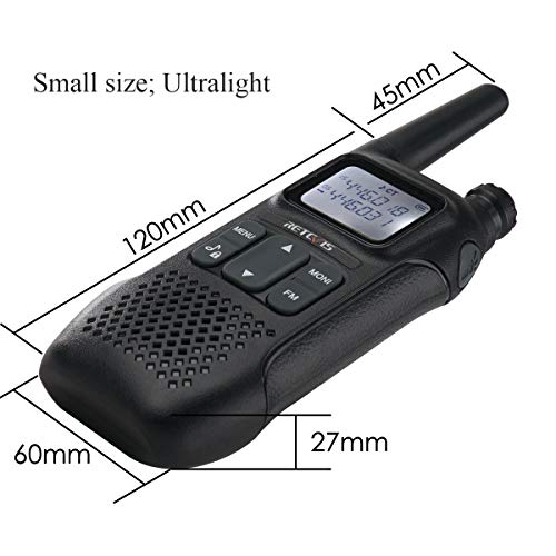 Retevis RT616 Walkie Talkie, PMR 446 sin Licencia 16 Canales, VOX 10 Tonos de Llamada FM Radio Linterna LED, Walkie Talkie Recargable para Supermercado Restaurante (Negro, 5 Par)