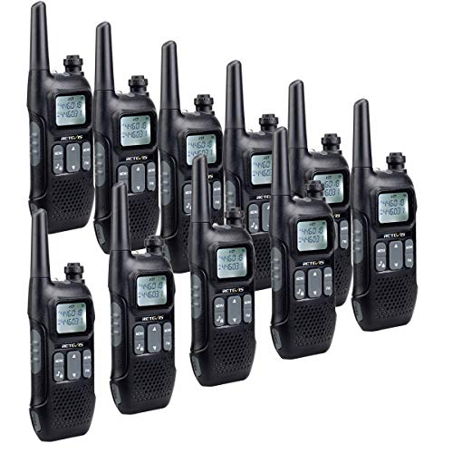 Retevis RT616 Walkie Talkie, PMR 446 sin Licencia 16 Canales, VOX 10 Tonos de Llamada FM Radio Linterna LED, Walkie Talkie Recargable para Supermercado Restaurante (Negro, 5 Par)