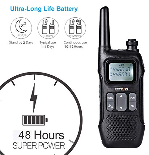 Retevis RT616 Walkie Talkie, PMR 446 sin Licencia 16 Canales, VOX 10 Tonos de Llamada FM Radio Linterna LED, Walkie Talkie Recargable para Supermercado Restaurante (Negro, 5 Par)