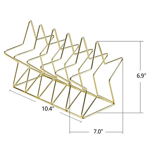 Revista Titular Archivo Clasificador de metal 5 Ranura de bastidor de sobremesa Organizador for Carpeta del documento Carta y la forma Gold Book Pentastar (Color : Gold)