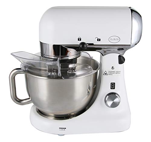 RGV Pasta Vintage White PL5W amasadora planetaria, capacidad 4,6 l, doble gancho, 1000 W, 8 velocidades, W, blanco mate