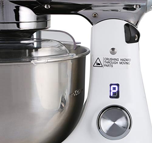 RGV Pasta Vintage White PL5W amasadora planetaria, capacidad 4,6 l, doble gancho, 1000 W, 8 velocidades, W, blanco mate