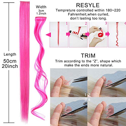 Rhyme Extensiones de Cabello Arco Iris Clip de Extensiones de Cabello de Color para niñas Muñecas Accesorios para el Cabello Wig Pieces For Kids 9 Piezas