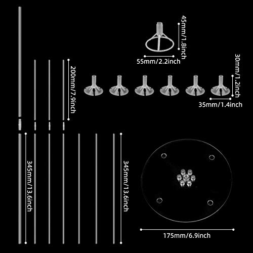 Richaa Soporte de Globo Kit para Piso, 6 Piezas de 28 Pulgadas de Altura Soporte de Globo de Mesa Transparente Sujetador para Bodas, cumpleaños, Fiestas en el jardín y Celebraciones
