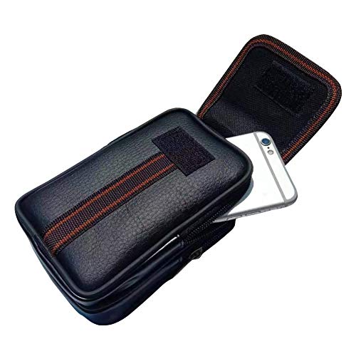 Riñonera Hombre Pequeña Piel Cuero Bolsa Bolso de Cintura Vertical Móvil Monedero Cinturón Bolsillo Cartera Funda para Hombres Libre Camping Teléfono Senderismo iPhone 8/7/6/Plus Samsung Galaxy Note