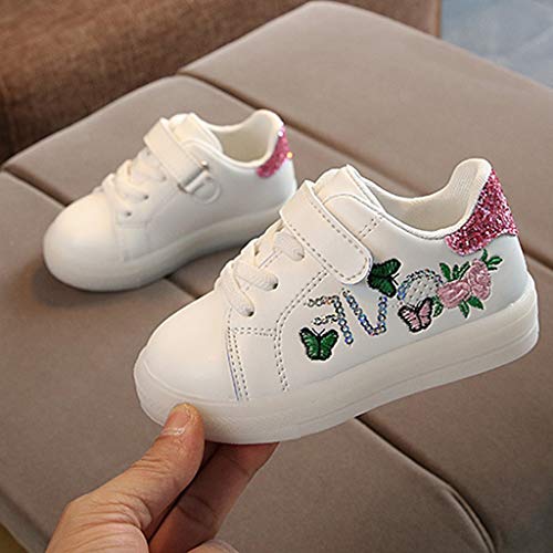 Riou Zapatos LED Niños Niñas Zapatillas Deportivas Unisex Calzado Deportivo Luces Zapatos Iluminados Lentejuelas Bordado Antideslizante Chicos Chicas Zapatos Calzado