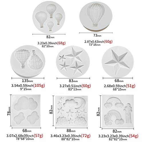 RK-HYTQWR cortadores de Galletas de Pentagrama de Globo de Aire Caliente decoración Molde de azúcar para Fondant de Chocolate, Juego de moldes de Chocolate, Blanco