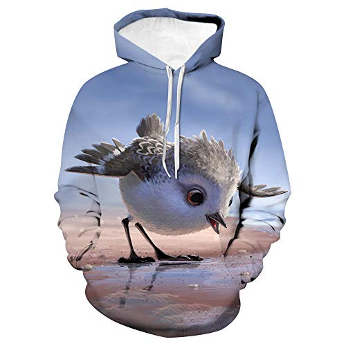 RKWEI Sudaderas con Capucha Pareja Sudaderas con Capucha Unisex HD 3D Print Pullover Sudaderas Ligeras Bolsillos Cordón Gráfico De Pajarito Divertido