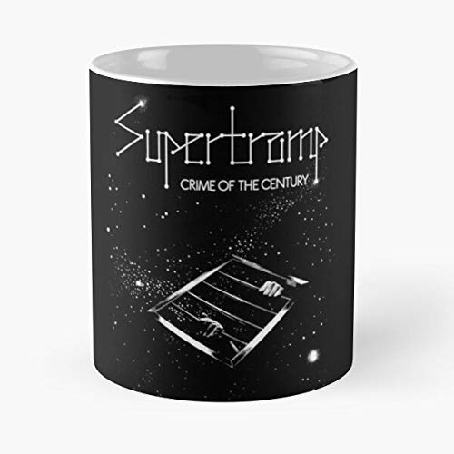 Rock Music Vinyl Band Roll True Album N Crime Supertramp Century La Mejor Taza de café de cerámica de mármol Blanco de 11 oz