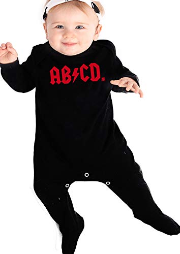 ROCK n ROLL - Pijama de bebé para niños o niñas | inspirado en AB/CD AC/DC – Baby shower, ropa de recién nacido o regalo para nuevos padres | Baby Moo's (0-3 Meses)