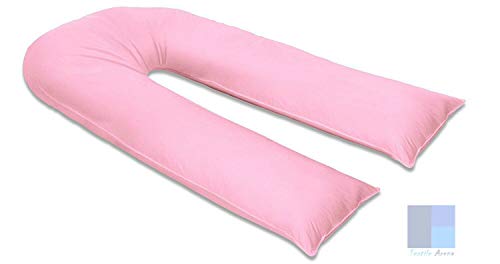 Rockfields - Funda de almohada en forma de U, relleno de color blanco, soporte de maternidad y embarazo (rosa bebé, solo funda de 9 pies)