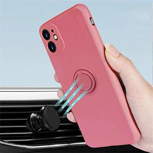 Rokmym - Carcasa de silicona líquida compatible con iPhone 11 con anillo de 360 grados, soporte magnético para el coche, antihuellas, para iPhone 11 Azúcar mandarina iphone 6/6s