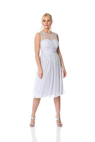 Roman Originals - Vestido de dama de honor adornado con cuentas para mujer, longitud de la rodilla, madres de novia, boda, ocasión especial, baile de fin de curso, vestidos formales de verano, pastel