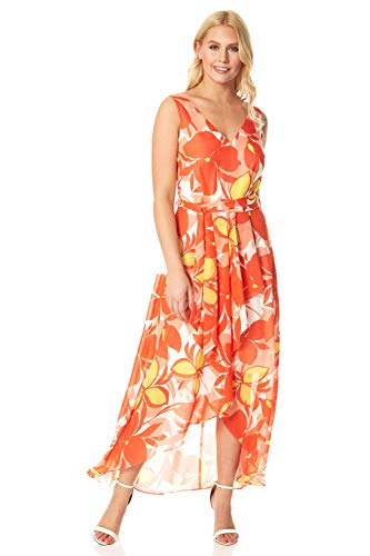 Roman Originals Vestido sin mangas de gasa floral para mujer - Naranja - 44 ES