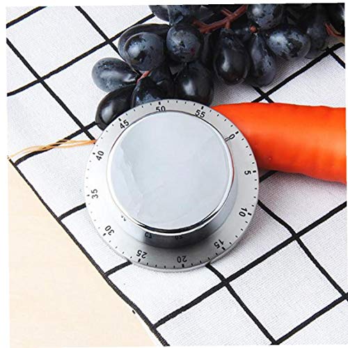 Ronda Temporizador de Cocina Chef Cooking Timer Reloj con Alarma de Carga Manual Girar Temporizador de Cuenta Regresiva de Cocina Accesorios de Plata