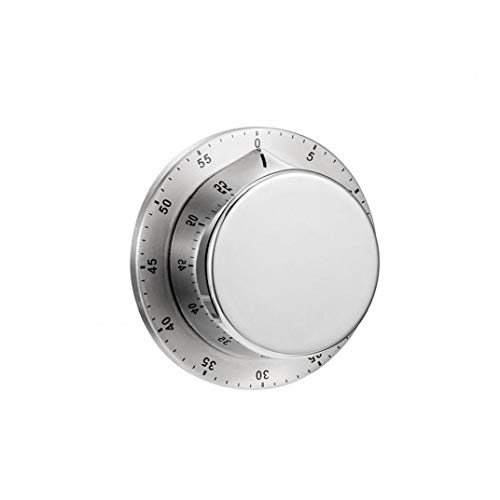 Ronda Temporizador de Cocina Chef Cooking Timer Reloj con Alarma de Carga Manual Girar Temporizador de Cuenta Regresiva de Cocina Accesorios de Plata