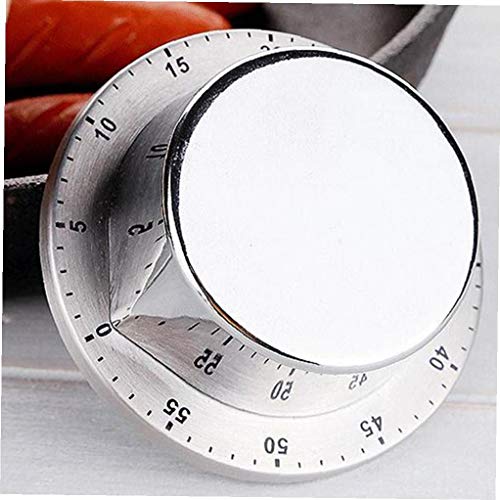 Ronda Temporizador de Cocina Chef Cooking Timer Reloj con Alarma de Carga Manual Girar Temporizador de Cuenta Regresiva de Cocina Accesorios de Plata