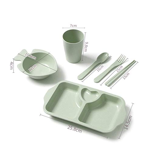 rongweiwang 6pcs niños de vajilla Ligera Placa con niños vajilla degradables divisores Vajillas y Mango de plástico degradable Lavavajillas Segura