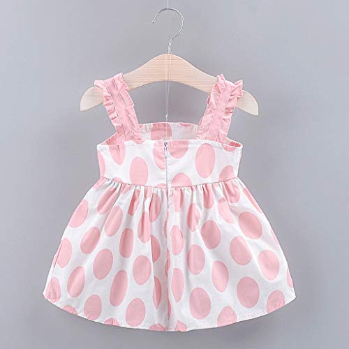 Ropa Bebe Niña Verano Vestido sin Mangas con Lazo Lunares con Estampado de Lunares para niños Honda Arco Vestido de Princesa (6Mes-3 Años) riou