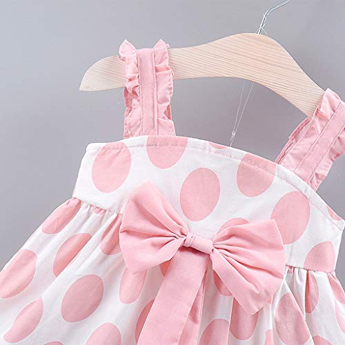 Ropa Bebe Niña Verano Vestido sin Mangas con Lazo Lunares con Estampado de Lunares para niños Honda Arco Vestido de Princesa (6Mes-3 Años) riou