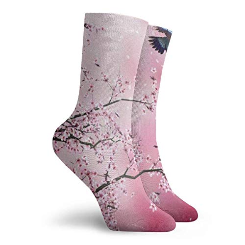 Rosa Abstracto japonés Flor de Cerezo Mujeres Hombres Calcetines Novedad Calcetines de Vestir Medias de Moda Casual 30 cm / 11,8 Pulgadas