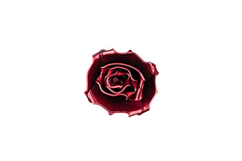 Rosa Eterna de Hierro Forjado Roja y Plateada - Forjada a Mano