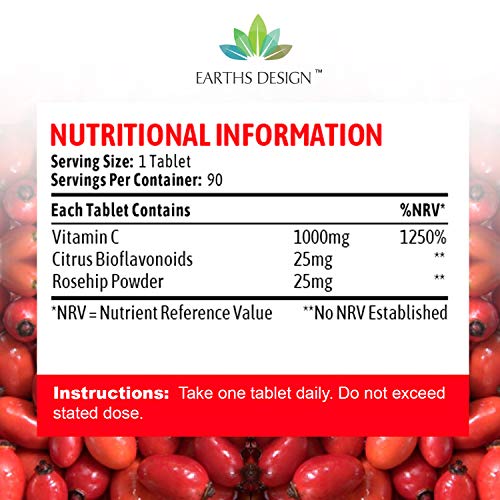 Rosa Mosqueta - 2000 mg - Extracto de Alta Concentración 20:1-90 Cápsulas (Suministro Para 3 Meses) de Earths Design