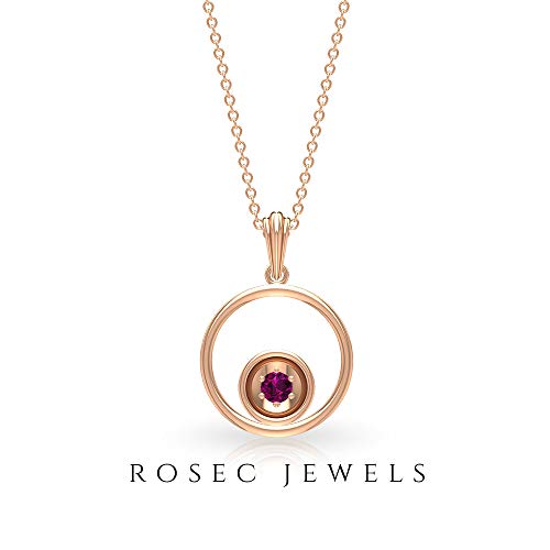 Rosec Jewels 10 quilates oro rosa redonda Pink rodolita