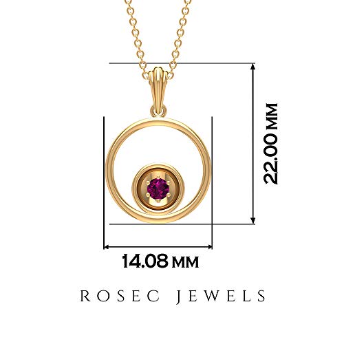 Rosec Jewels 10 quilates oro rosa redonda Pink rodolita