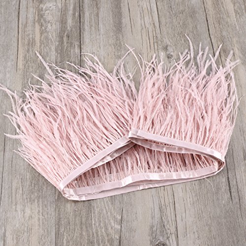 ROSENICE Plumas de avestruz hechas a mano Franja Ajuste para coser manualidades decoración 2M (Rosa)