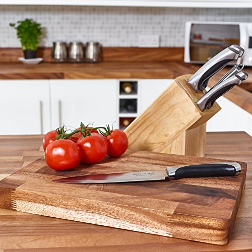 Ross Henery Professional – Set de Cuchillos de Cocina de 6 Piezas. Juego de Cuchillos con afilador de Acero en Bloque de Madera de Roble sólido