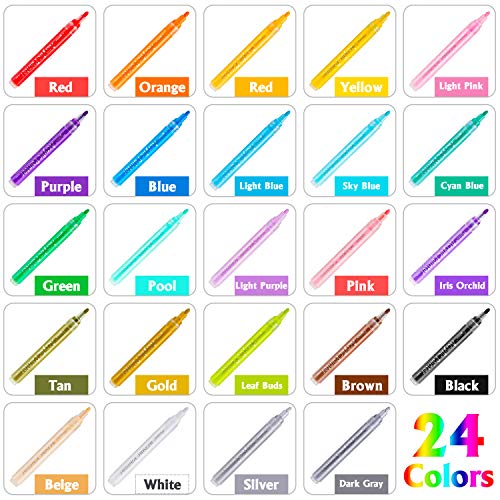 Rotuladores de pintura acrílica, RATEL 24 colores Prima Impermeable Permanente Rotuladores para pintura rupestre, proyectos de bricolaje, cerámica, vidrio, lienzo, taza, metal, madera, huevo de Pascua