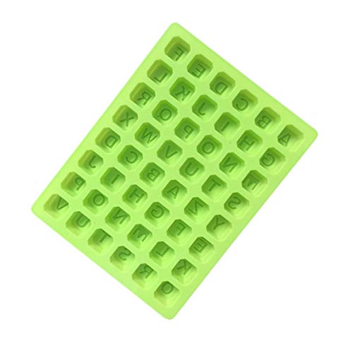 Rouku Azul 48 Ranuras de cavidad Alfabeto inglés Molde de Silicona para Hacer una Taza casera de Mantequilla de maní de Chocolate Candy Gelly Jelly