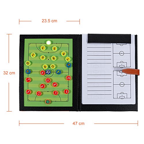 Rovtop 6 En 1 Carpeta Táctica para Entrenamiento de Fútbol con Accesorios-2 Lápices, 8 Mapas estratégicos, 26 Imanes tácticos, 1 Silbato, 1 Borrador