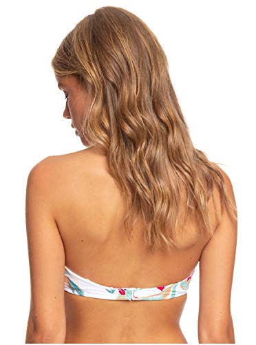 Roxy Lahaina Bay - Top De Bikini Bandeau Moldeado para Mujer Conjunto De Bikini Bandeau, Mujer, Bright White Tropic Call s, S