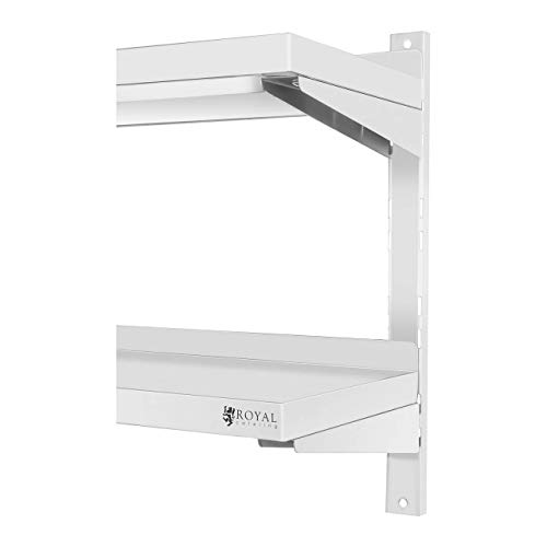 Royal Catering Estante De Pared Metálico Estantería Para Cocina RCWR-1600.4 (Capacidad: 40 kg, Acero Inoxidable, 2 baldas, 160 x 40 cm)