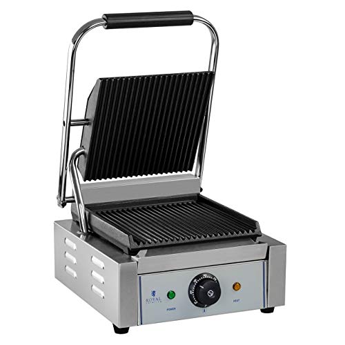 Royal Catering Sandwichera Parrilla Electrica Panini Grill RCCG-1800G (1.800 W, Superficie ondulada, Placa 23 x 22 cm x 22 cm, 230 V)