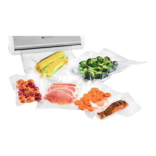 Royal Catering Set de Máquina de Envasado al Vacío Envasadora de Alimentos con 4 Rollos Bolsas RCVG-SET3 (165 W, Velocidad 16 l/min, Ancho max. 32 cm) Acer inoxidable/ABS