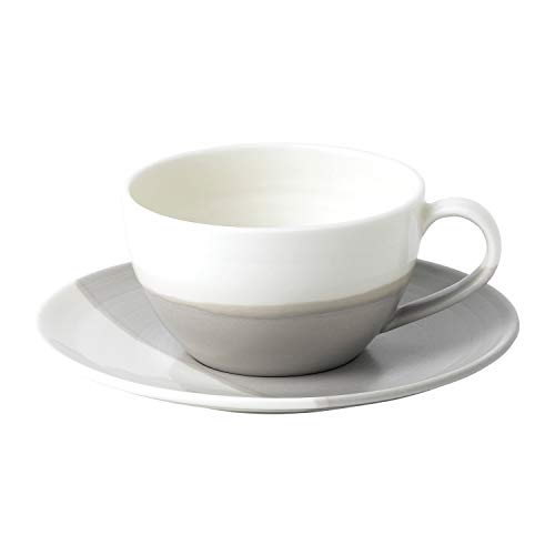 Royal Doulton 40032779 Coffee Studio-Taza y platillo (275 ml, Porcelana), Gris