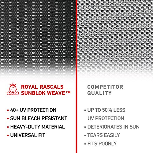 ROYAL RASCALS | Funda para ventana x2 | PROTECCIÓN UV 40+ contra los nocivos rayos solares ultravioleta | Cobertura del 100% de la ventana | Tamaño universal para todos los coches | Material premium