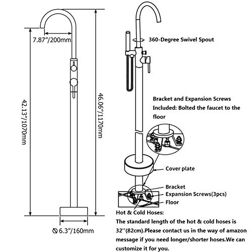 Rozin - Grifo monomando para bañera de hidromasaje, con grifo de baño de latón